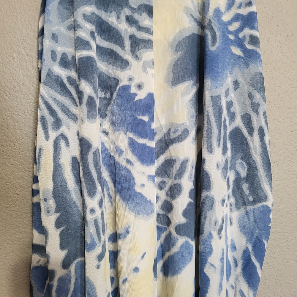 Style Rack Blue and White Tie-Dye V-Neck Coverup Beach Resort Spaghetti Strap - Picture 5 of 11